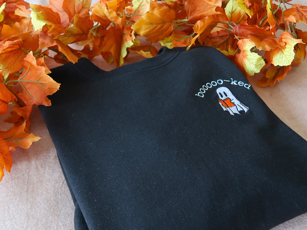 Embroidered Ghost Reading Crewneck