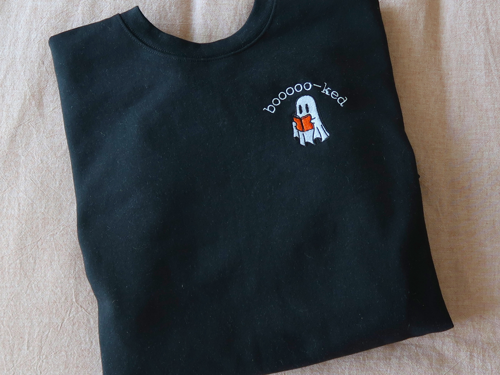 Embroidered Ghost Reading Crewneck